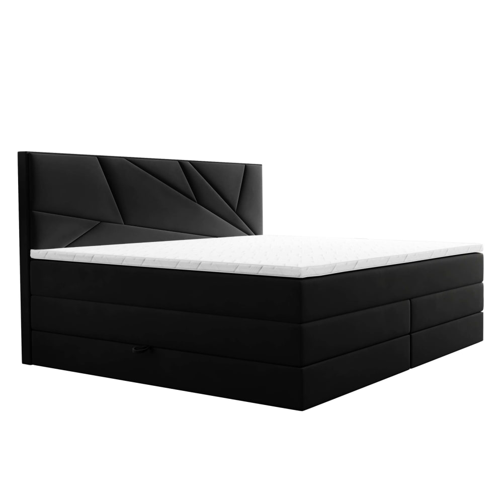 Ensemble sommier et matelas en velours noir 160x200
