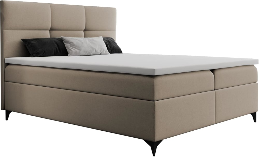 Ensemble sommier et matelas en velours beige 140x200