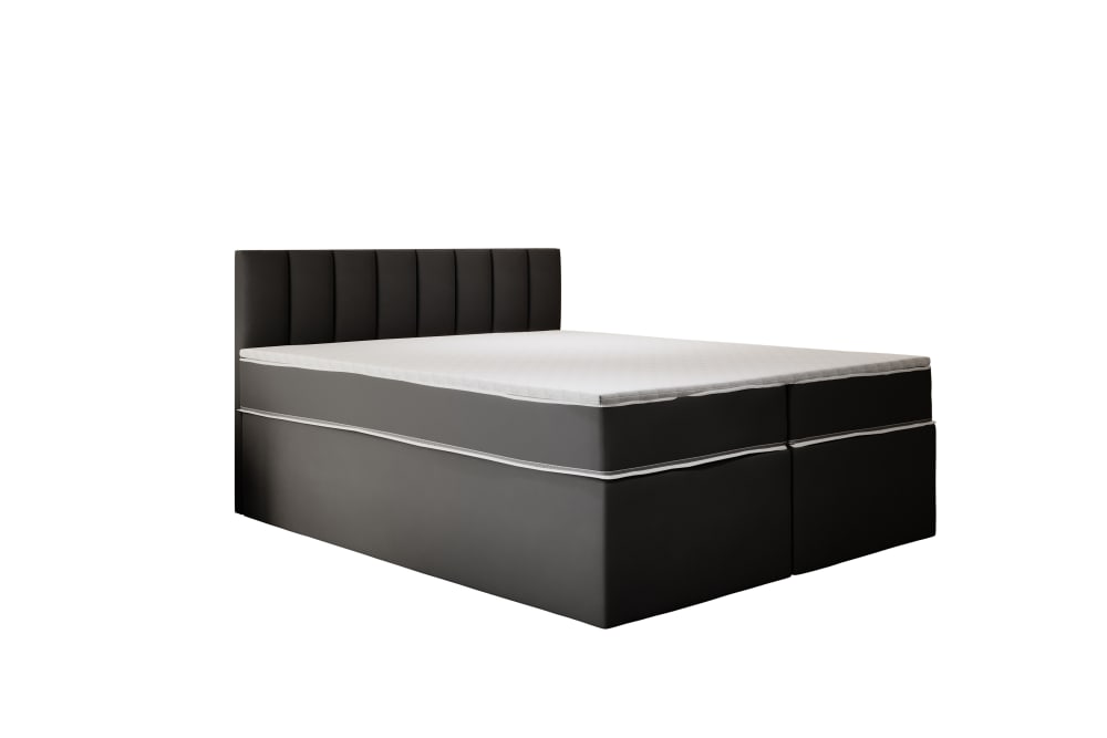 Ensemble sommier et matelas en velours gris foncé 140x200