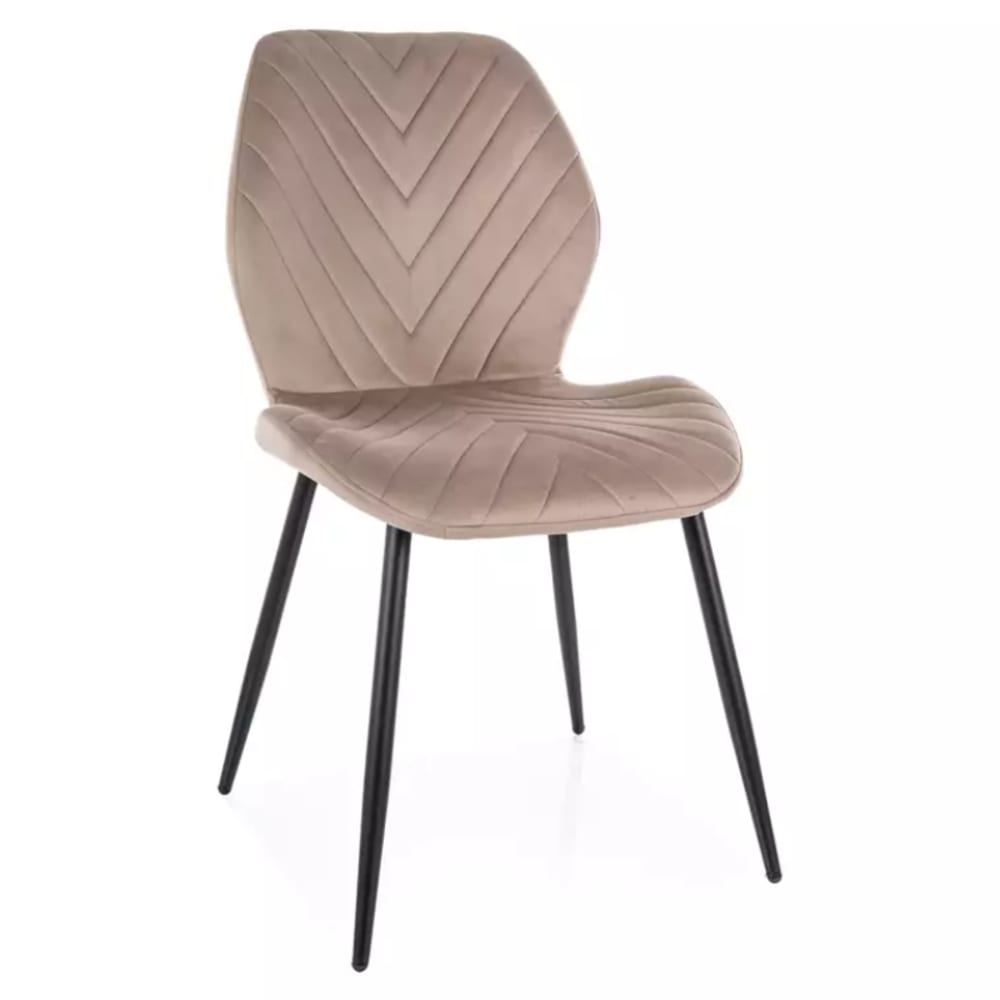 chaise en velours beige, - noir