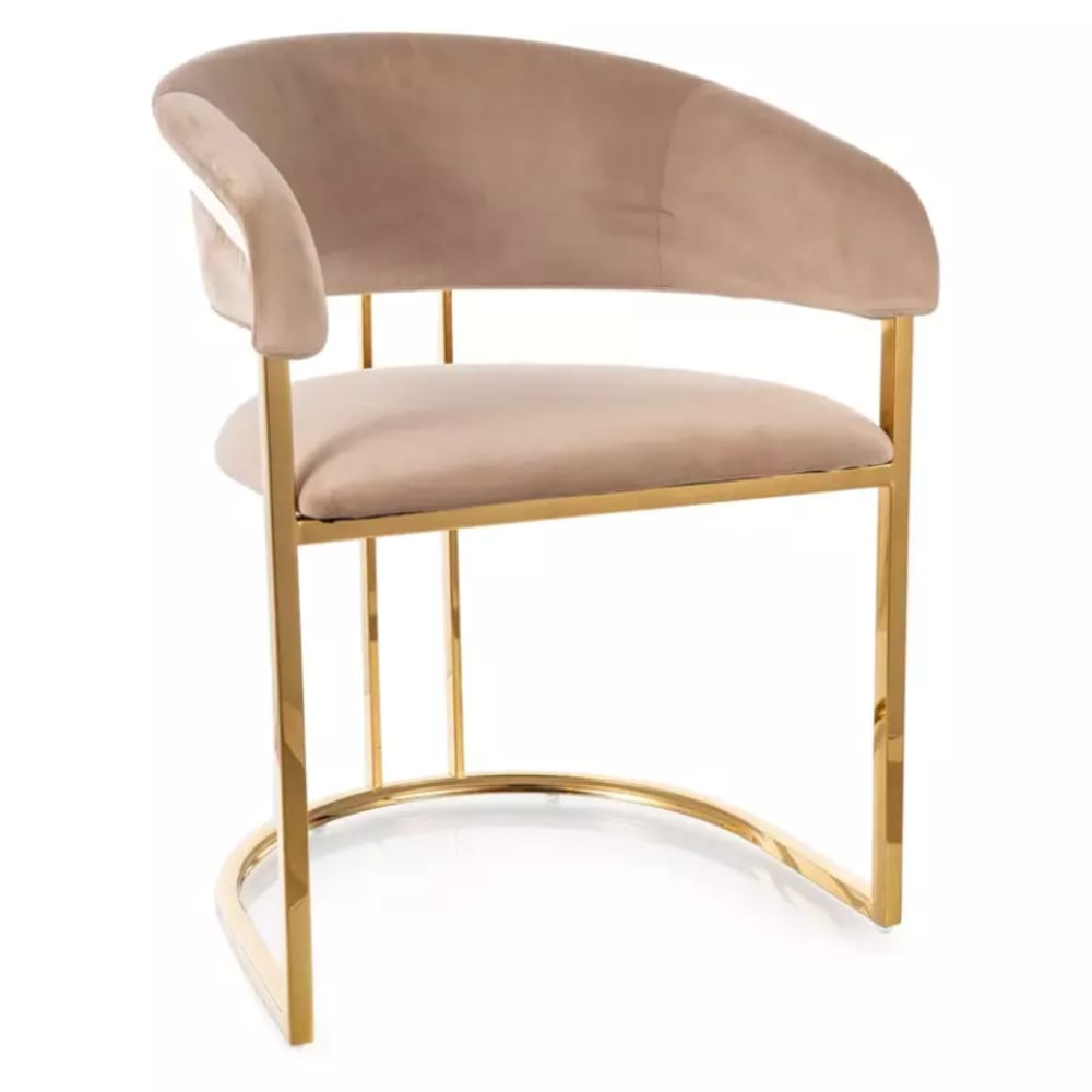 Chaise en velours beige, - acier