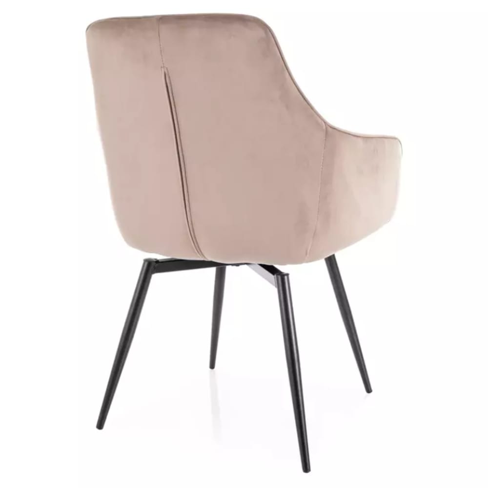 Chaise en velours beige avec assise pivotante et auto 55x50x88cm