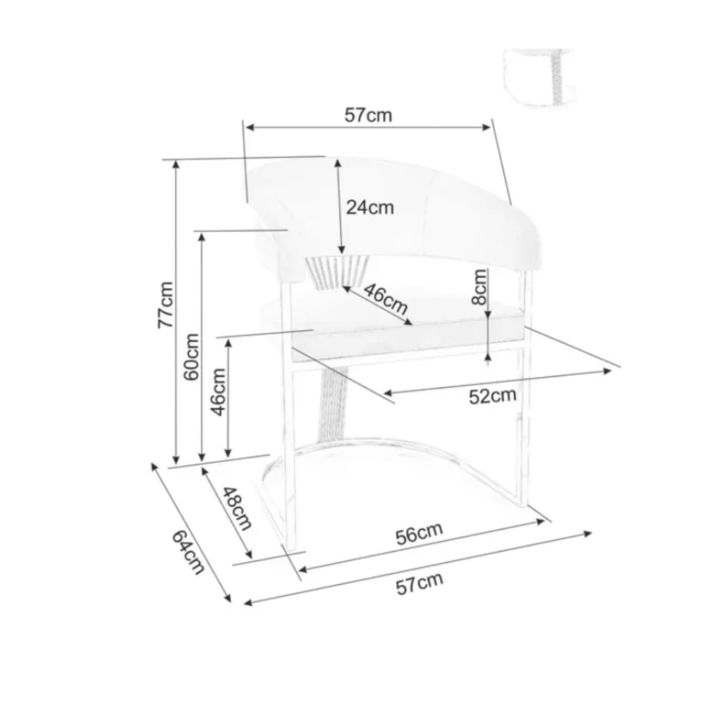 Chaise en velours beige, pieds dorés inox, design luxe 57x46x77cm