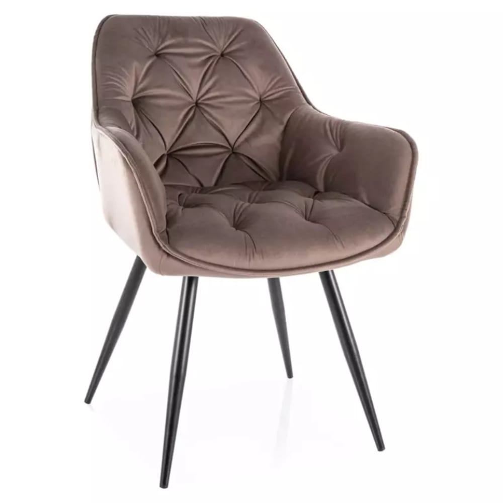 Chaise en velours cappuccino,