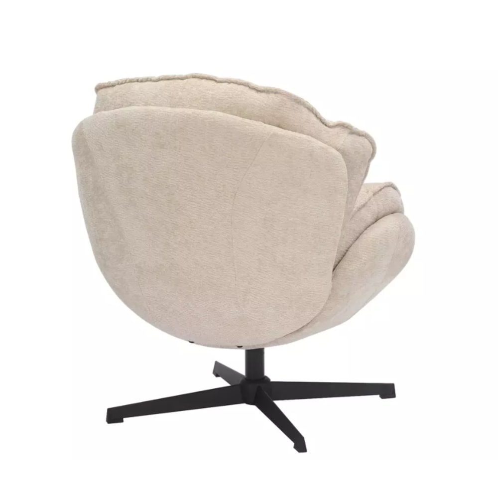 Fauteuil moelleux pivotant à 360° en tissu et en cuir beige 73x87x83cm
