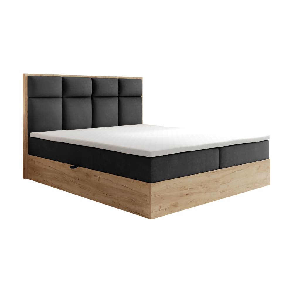 Ensemble sommier et matelas en velours noir 160x200