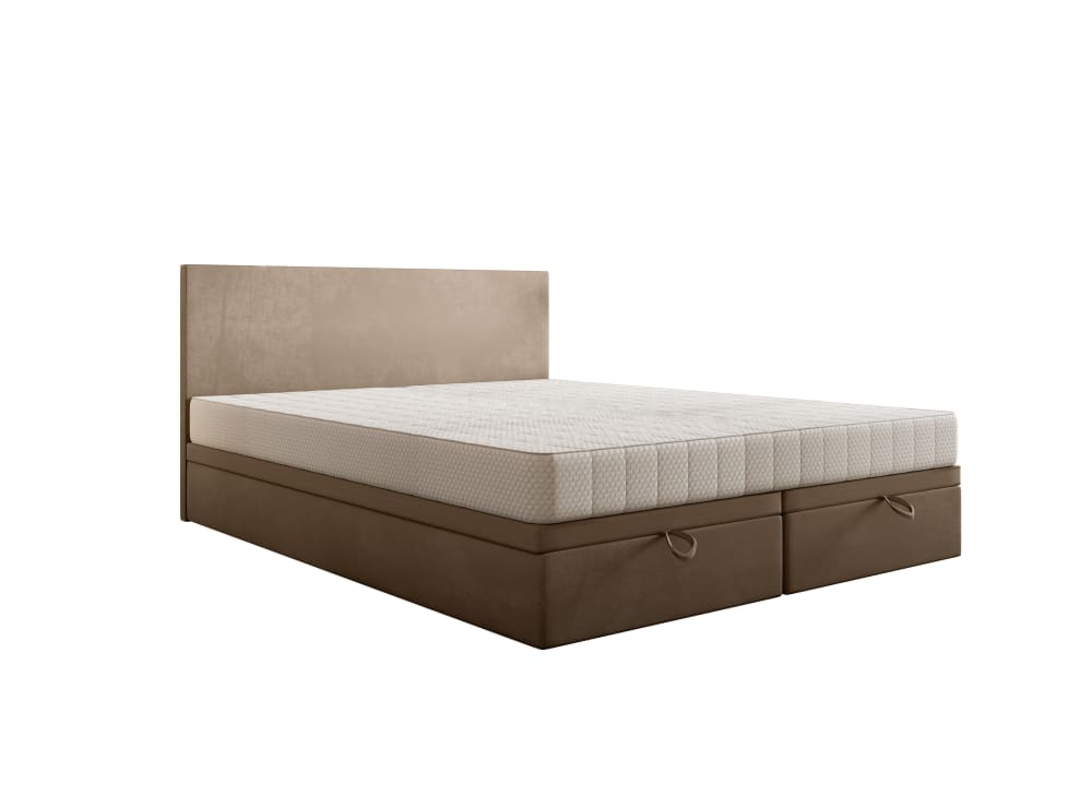 Ensemble sommier et matelas en velours beige 200x200