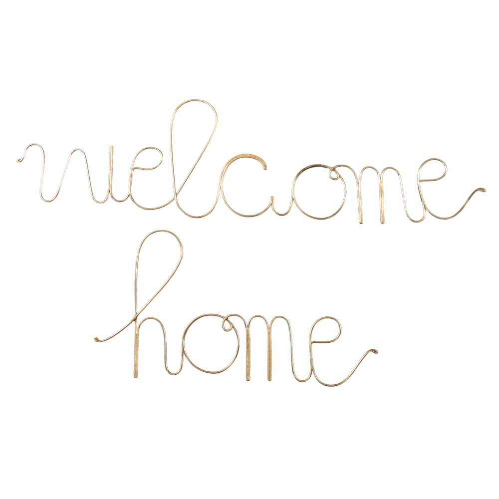 Mot fil de laiton ''welcome home'' métal doré vieilli 0.1 x 45
