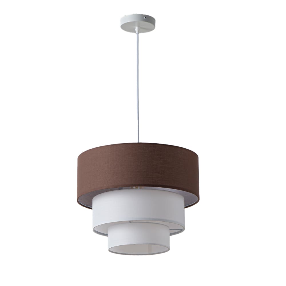 Suspension plafond textile trois niveaux blanc marron D40 cm