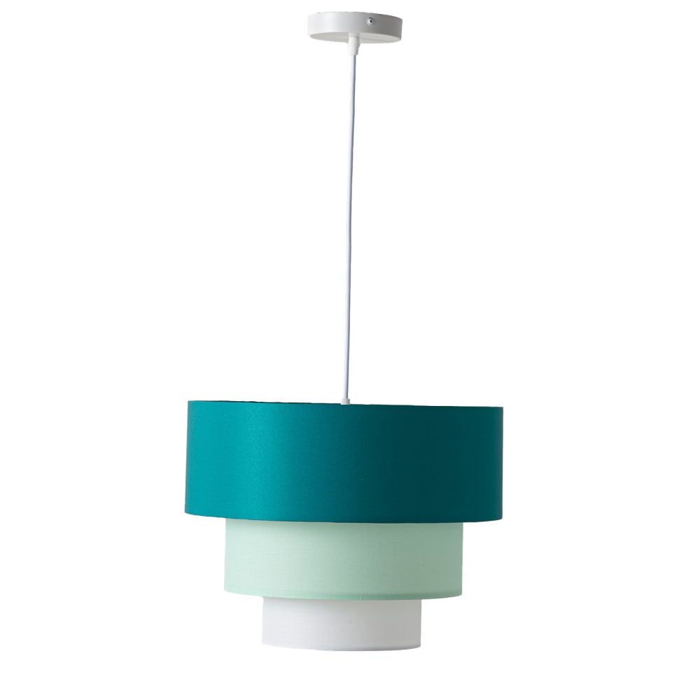 Suspension plafond textile trois niveaux blanc vert D40 cm
