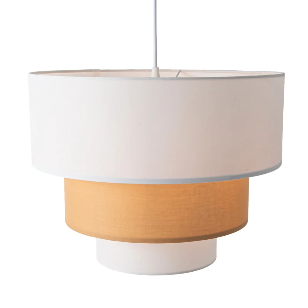 Suspension plafond textile trois niveaux blanc beige D40 cm