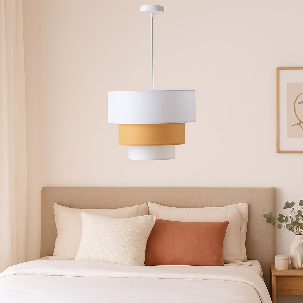 Hängelampe aus Textil weiß/beige d40 cm - Maisons Du Monde