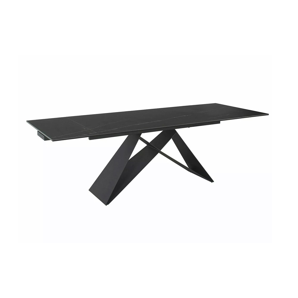 Feldmann-Wohnen Esstisch ausziehbar aus Metall 160-240x90x77cm, schwarz matt style modern - Keramik