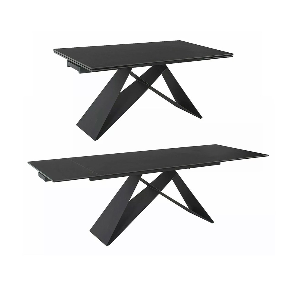 Esstisch ausziehbar aus Metall 160-240x90x77cm, schwarz matt -