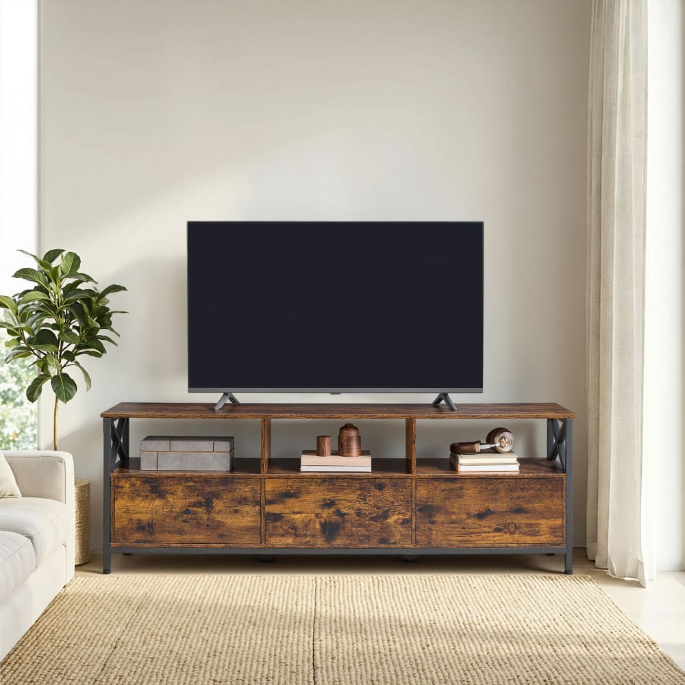 Support télé pour 65 pouces espace de rangement généreux marron