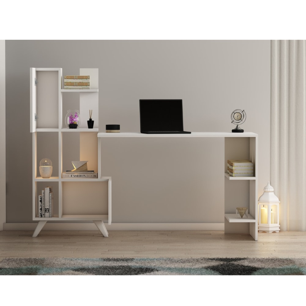 Concept Usine Moderner Schreibtisch mit 9 Staufächern – weiß style modern - Spanplatte