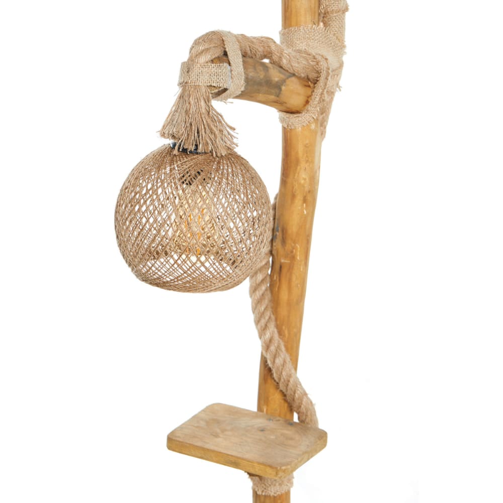 Lampadaire en bois et cordes avec rebord — vue 4