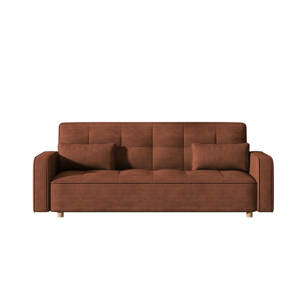 Canapé scandinave convertible 3 places en velours côtelé terracotta