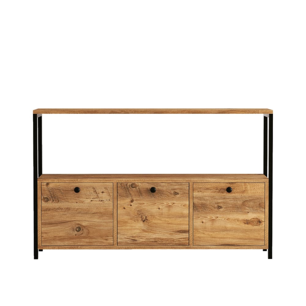Sideboard mit 3 Türen im Industrial-Stil aus Holz/schwarz -