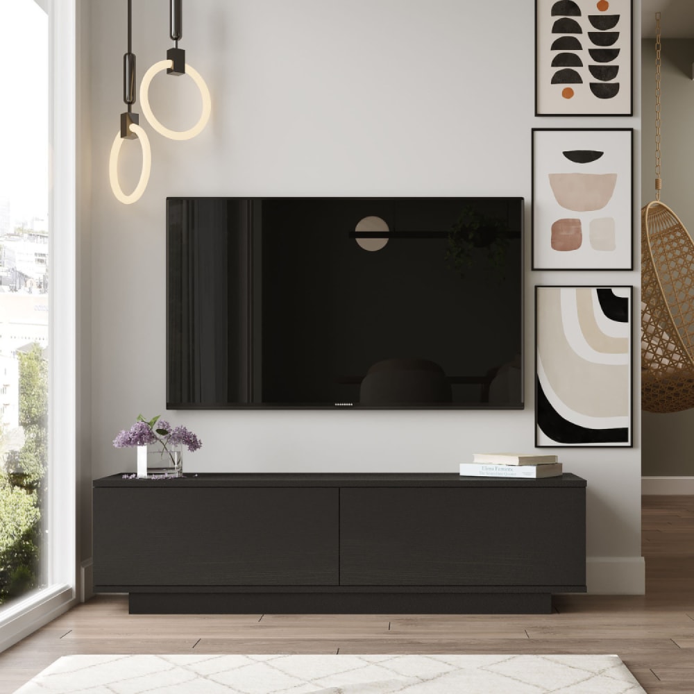 Meuble TV design noir 140cm