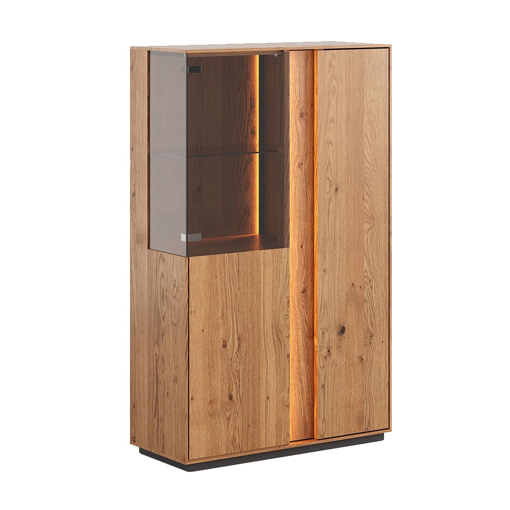 Feldmann-Wohnen Vitrine mit 3 Türen aus Massivholz, 85x37x140cm, wildeiche natur style modern Beige