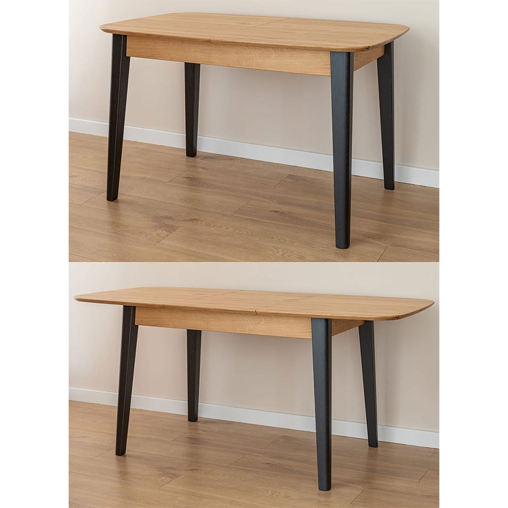 Esstisch ausziehbar aus Naturholz, 120-165x80x74,5cm, eiche natur
