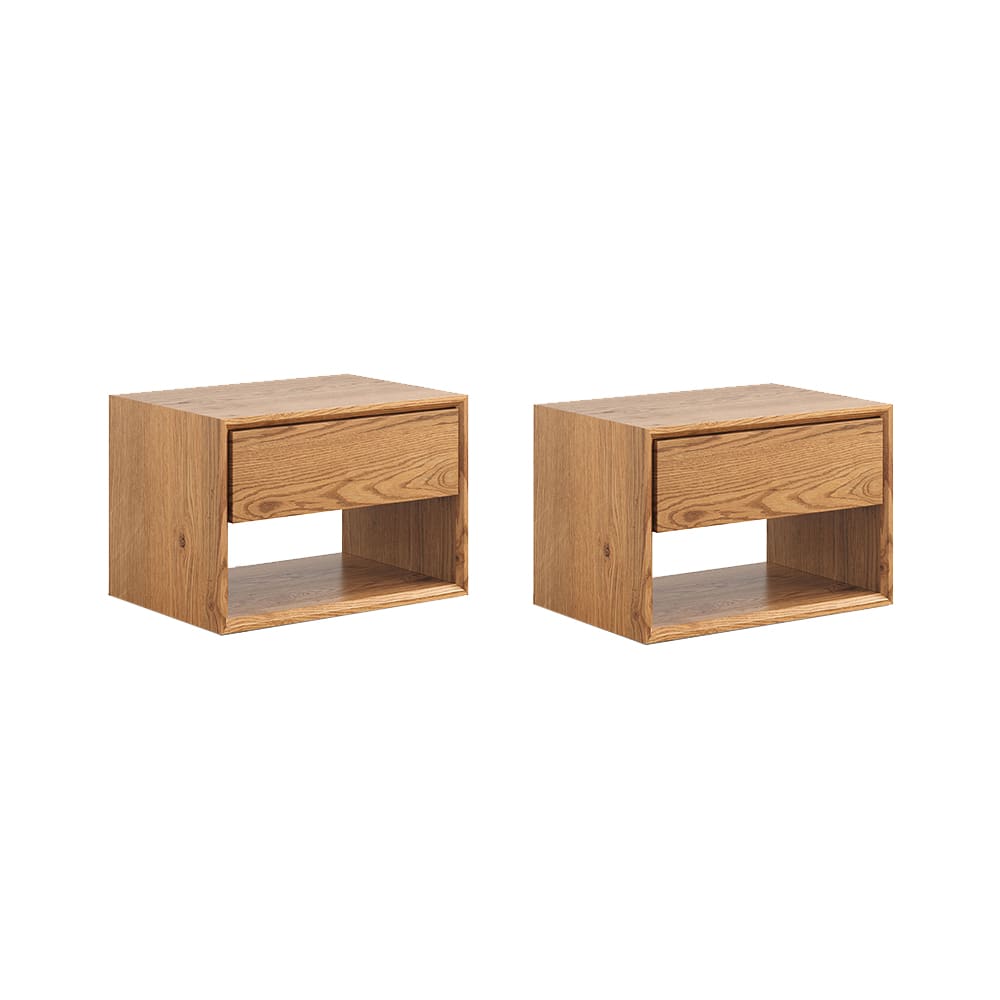 Feldmann-Wohnen Nachtkonsole 2er-Set aus Massivholz, 50x35x35cm, smoke Wildeiche style modern Braun