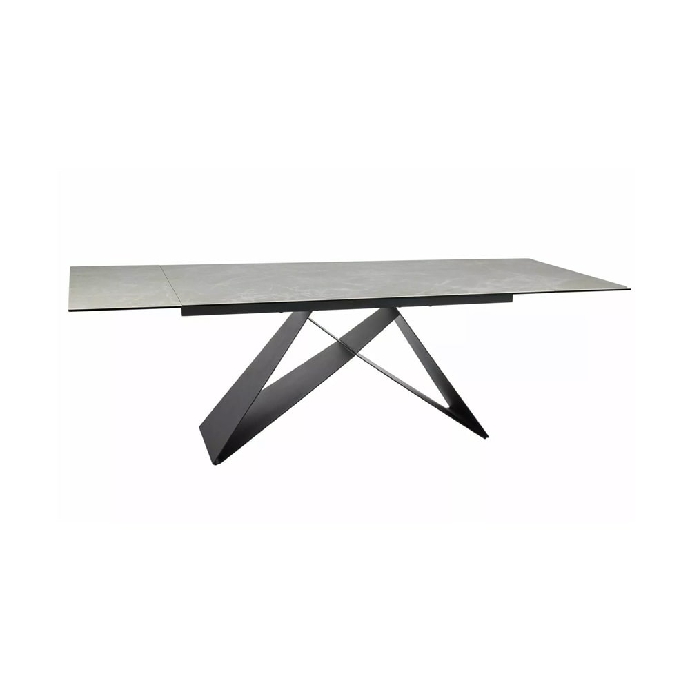 Feldmann-Wohnen Esstisch ausziehbar aus Metall 160-240x90x77cm, crema marmor style modern Weiß Keramik