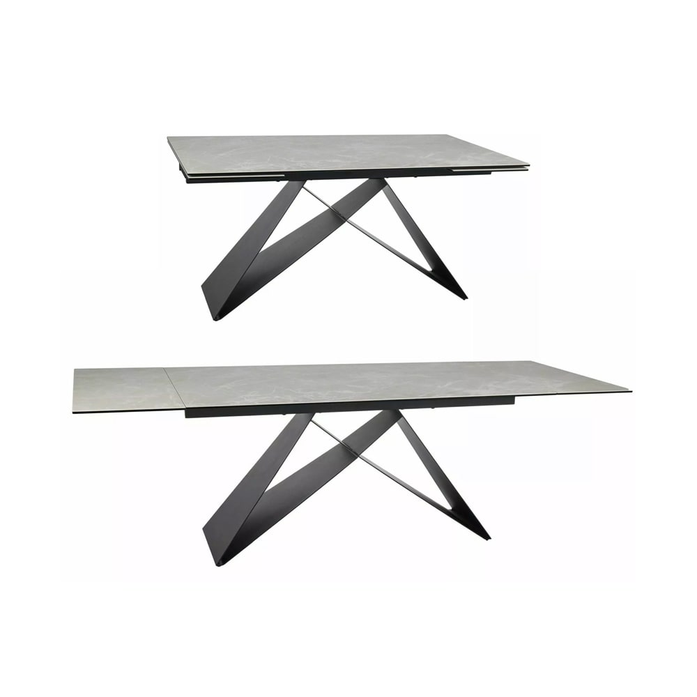 Esstisch ausziehbar aus Metall 160-240x90x77cm, crema marmor -