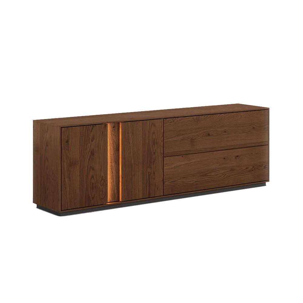 Feldmann-Wohnen Kommode mit Beleuchtung aus Massivholz 185x43,5x60cm, wildeiche tabak style modern Braun