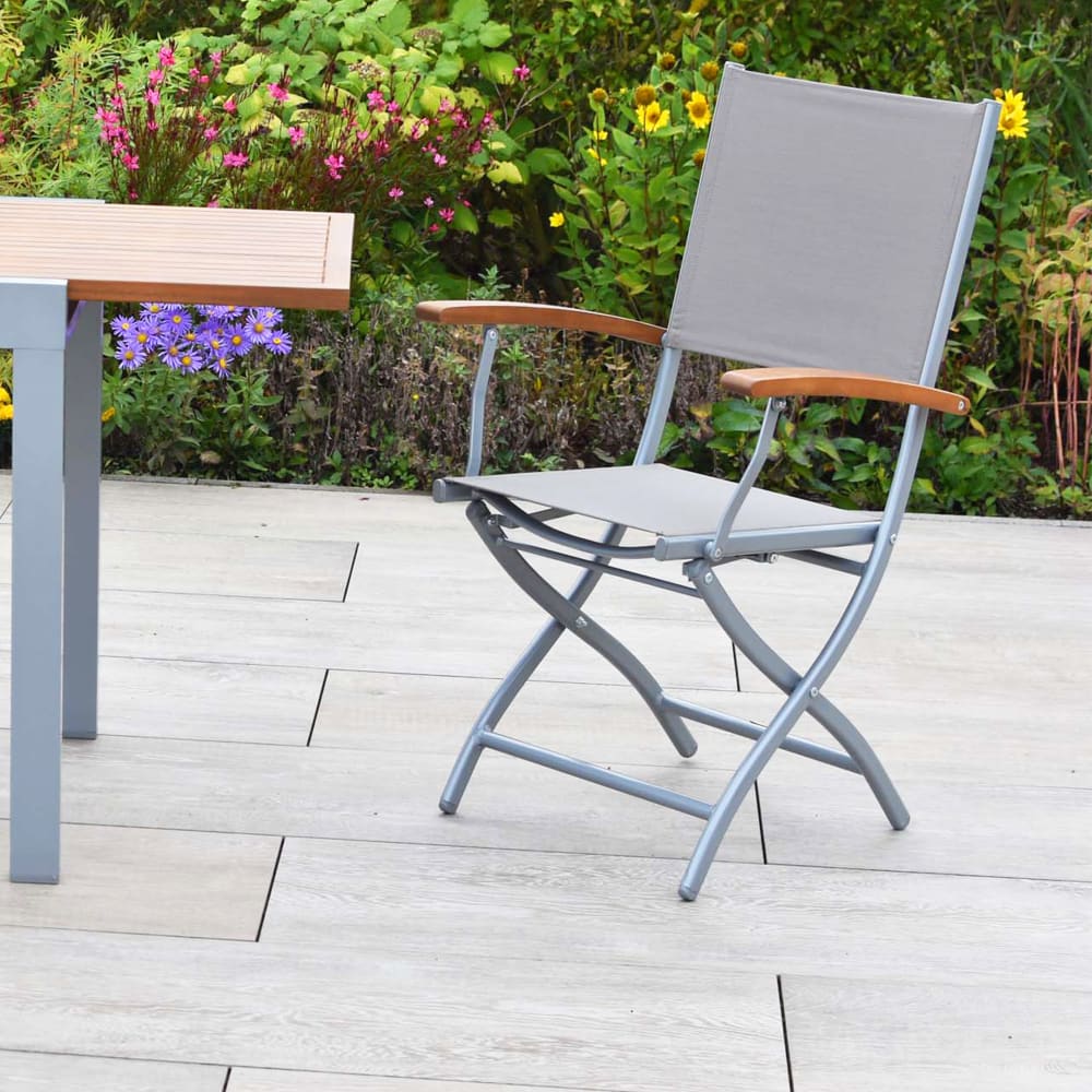 2er Set Gartensessel Aluminium/Textil, silber/taupe - Maisons Du