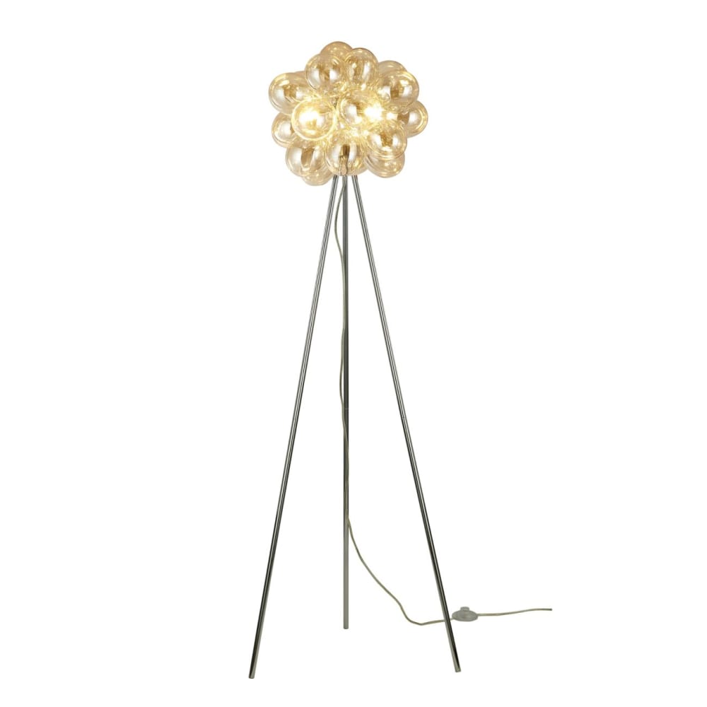 Lampadaire en verre ambré et chromé 150 cm