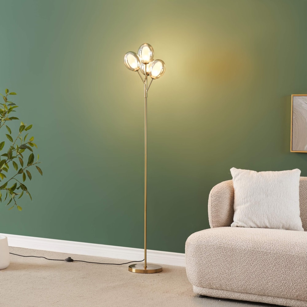 Lampadaire en verre laiton et ambré 165 cm — vue 3