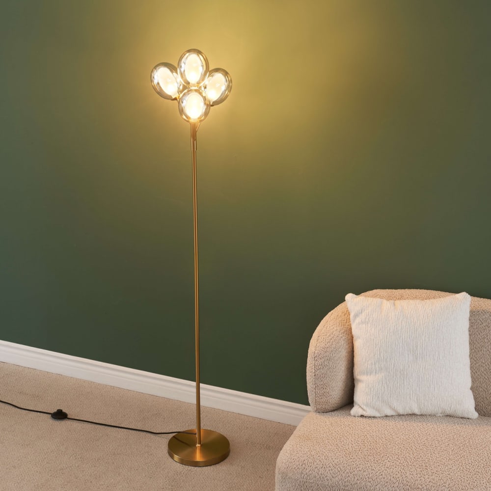 Lampadaire en verre laiton et ambré 165 cm — vue 4