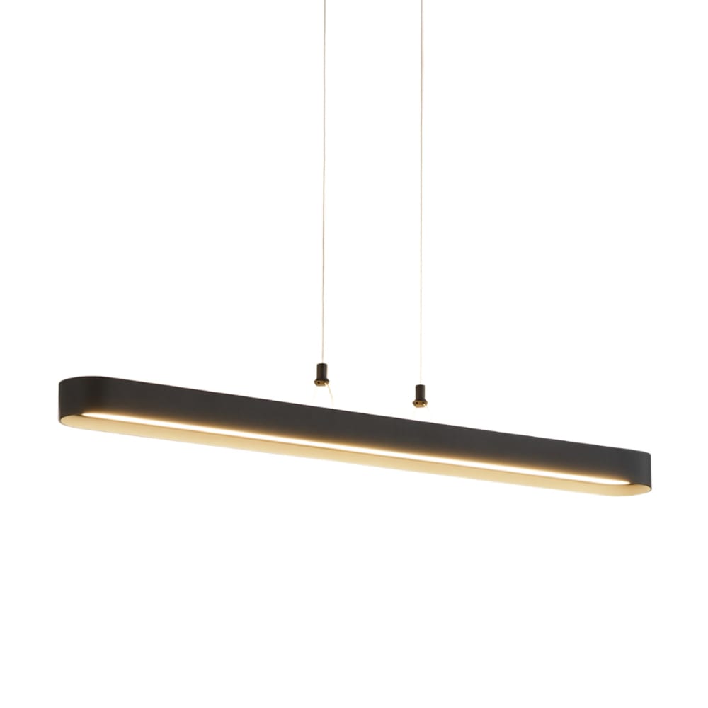 Kosilum Hängeleuchte aus Aluminium, Eisen und Silikon 115 cm, Schwarz Schwarz Metall