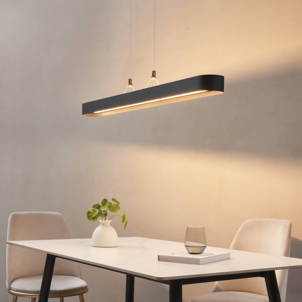 Hängeleuchte aus Aluminium, Eisen und Silikon 115 cm, Schwarz -