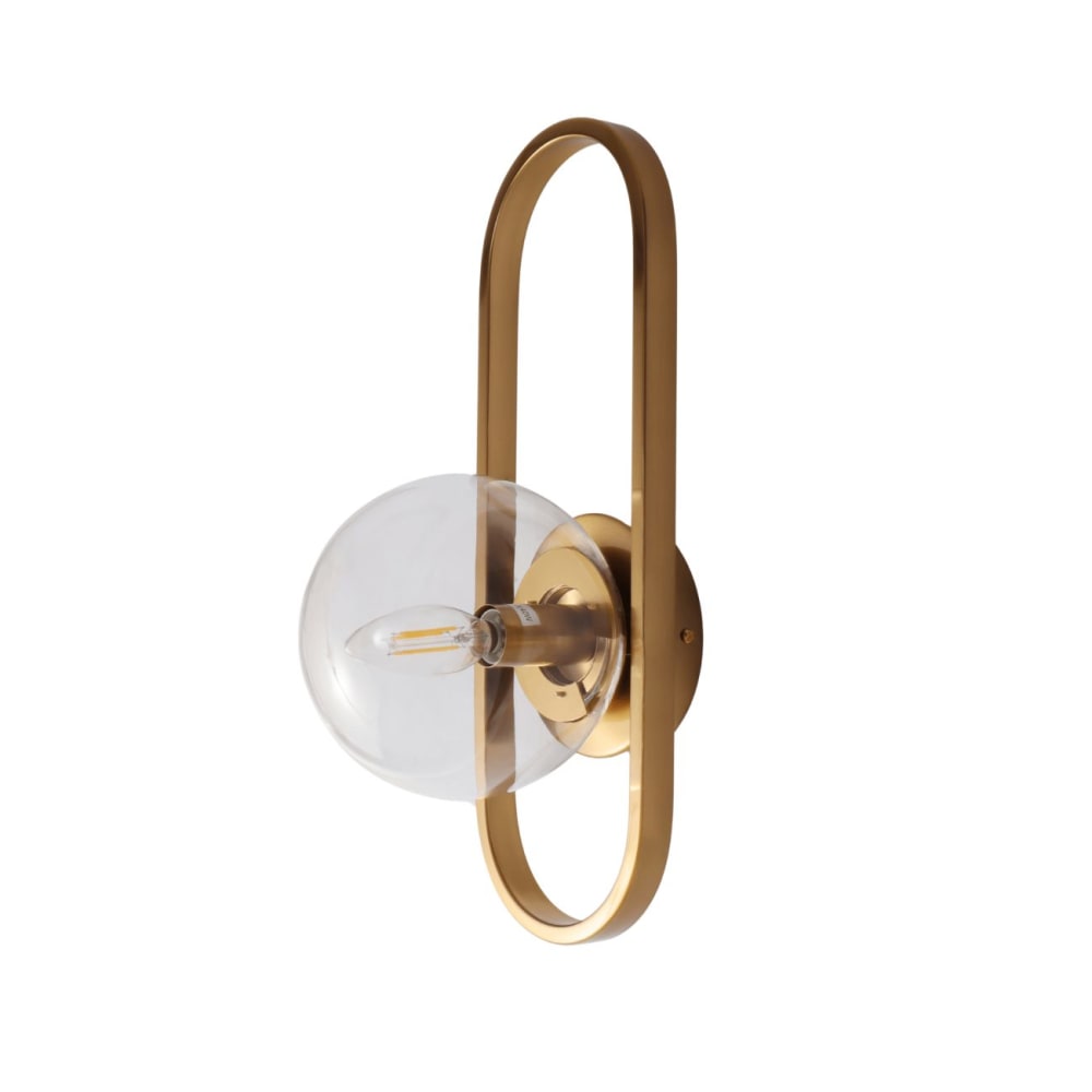 Kosilum Wandleuchte aus Metall und Glas 40 cm, Transparent und goldfarben Transparent Glas
