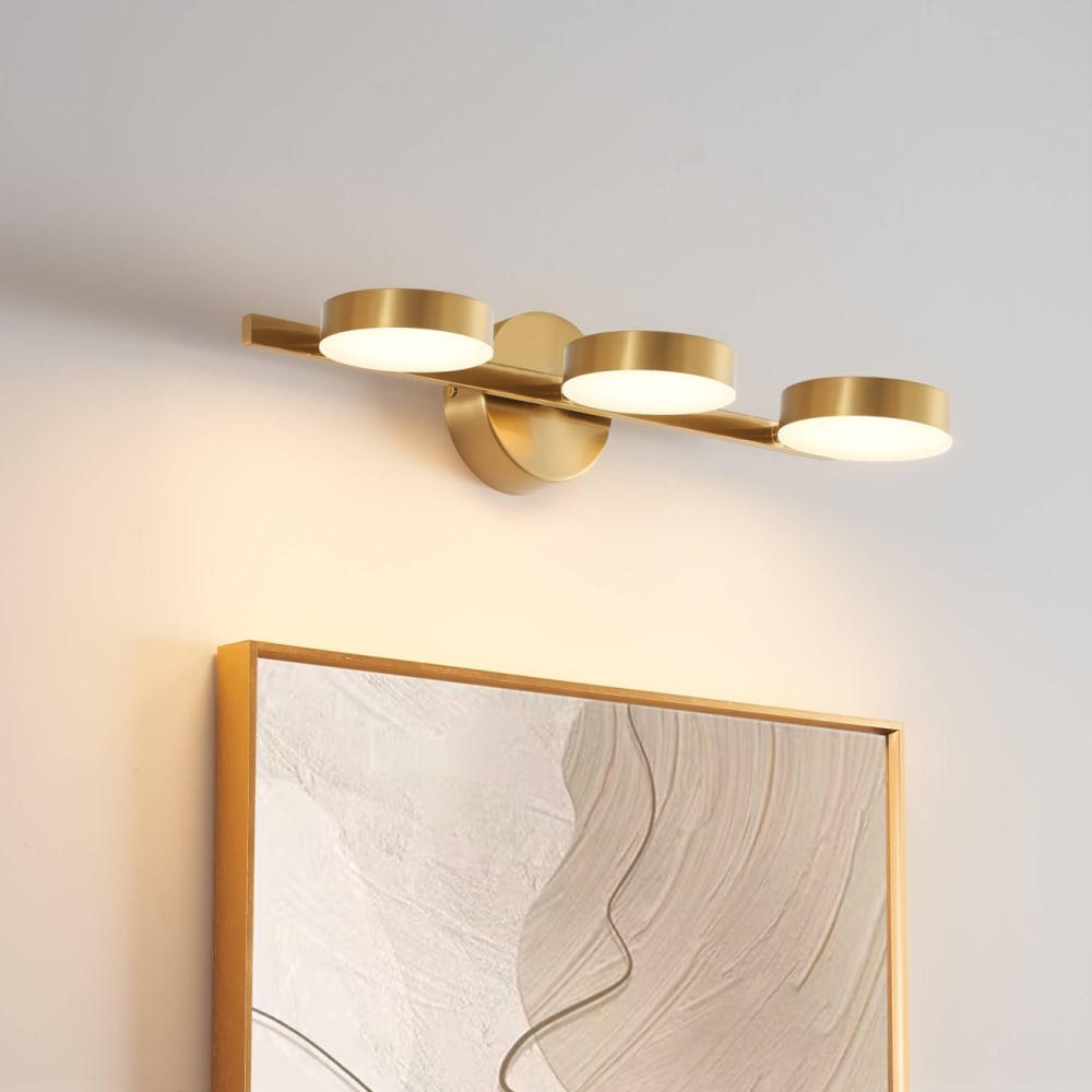 Wandleuchte aus Aluminium und Silikon 52 cm, Messing und Weiß -