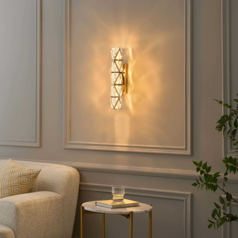 aplique metal y cristal  40 cm