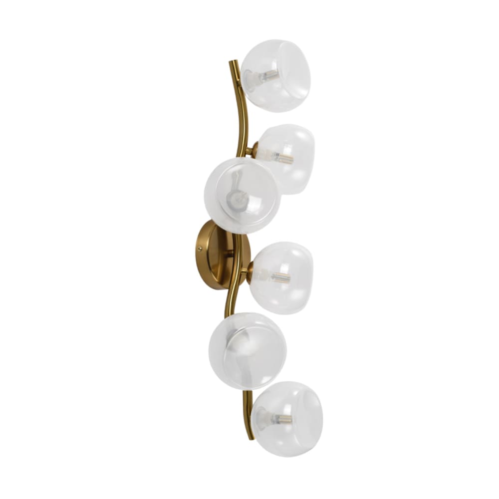 Kosilum Wandleuchte aus Metall und Glas 73 cm, Messing und Weiß Gold Glas