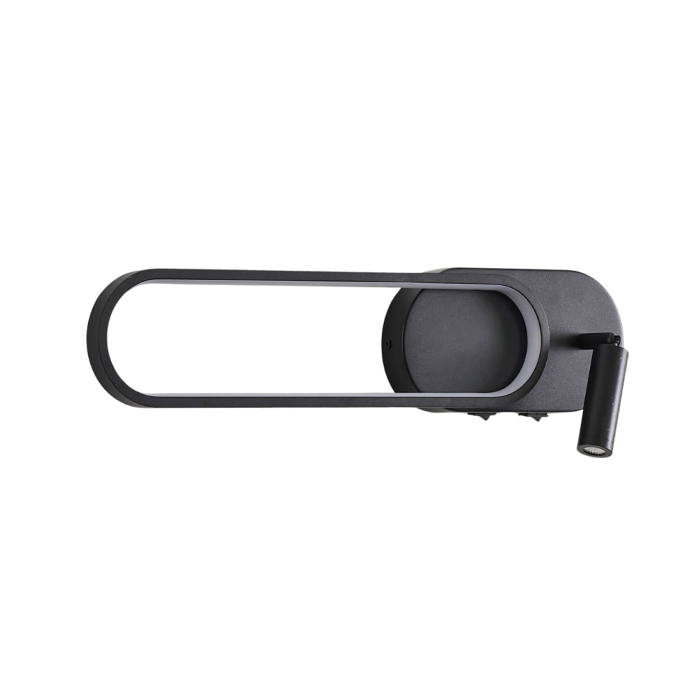 Kosilum Wandleuchte aus Aluminium und Silikon 49 cm, Schwarz Schwarz Metall