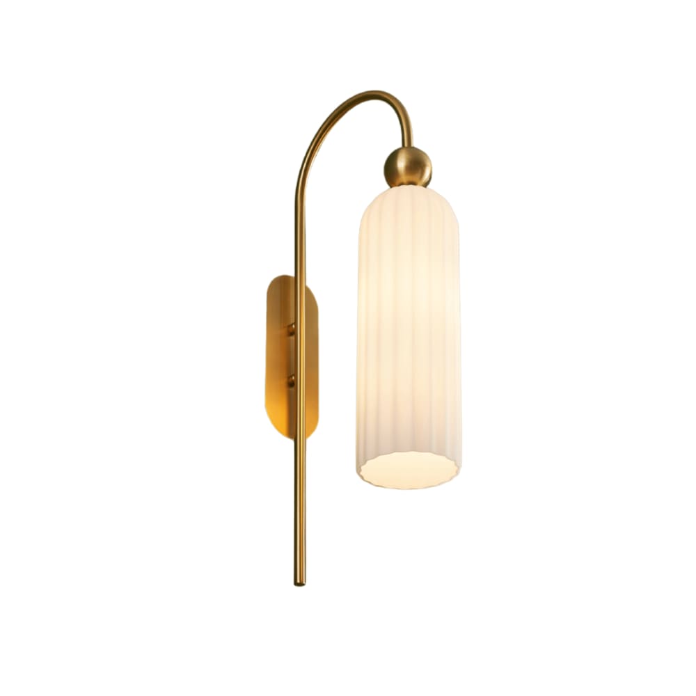 Applique en verre laiton et blanc 53.5 cm — Beyit