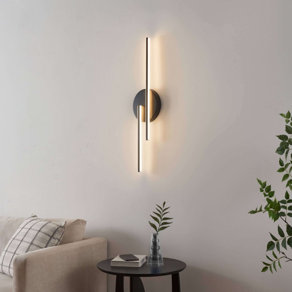 Wandleuchte aus Aluminium und Silikon 80 cm, Schwarz - Maisons Du