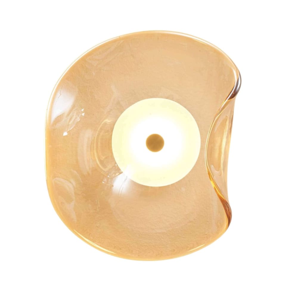 Kosilum Wandleuchte aus Metall und Glas 10,1 cm, Bernstein und Messing Gold Glas
