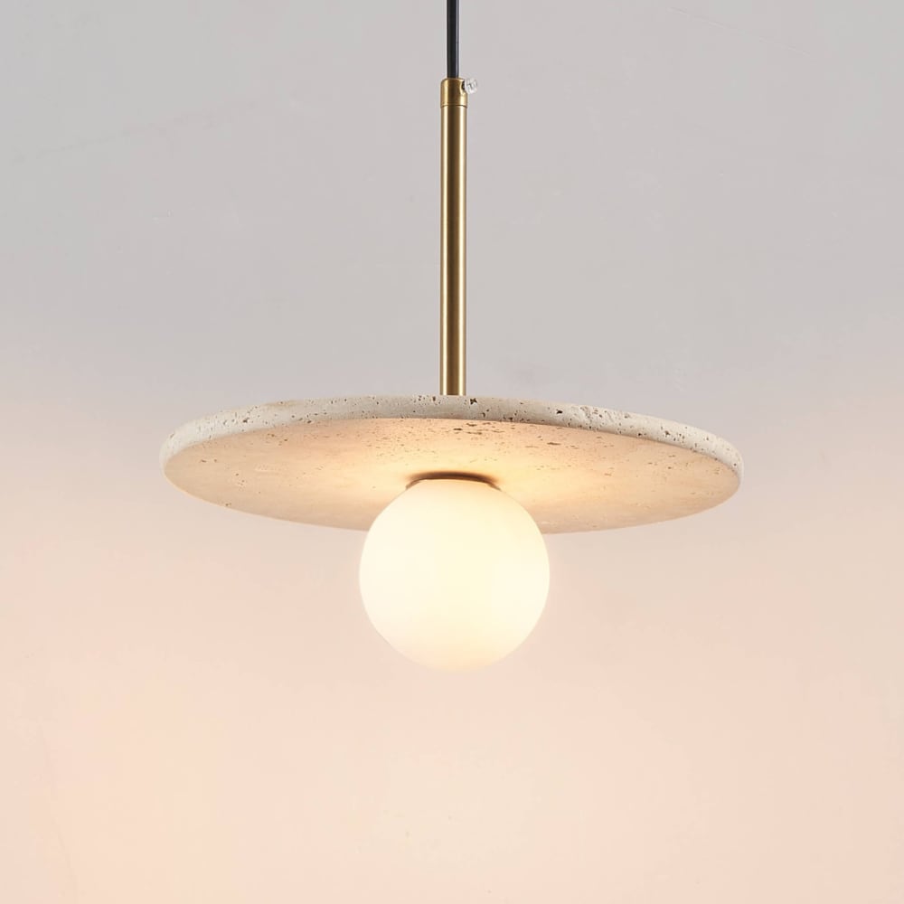 Suspension en verre beige et blanc 25 cm — vue 4