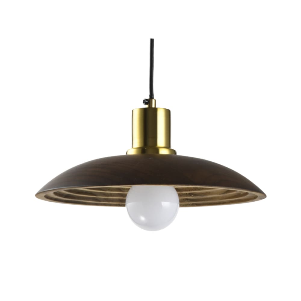 Kosilum Hängeleuchte aus Metall und Holz 12 cm, Braun und gold Braun Metall
