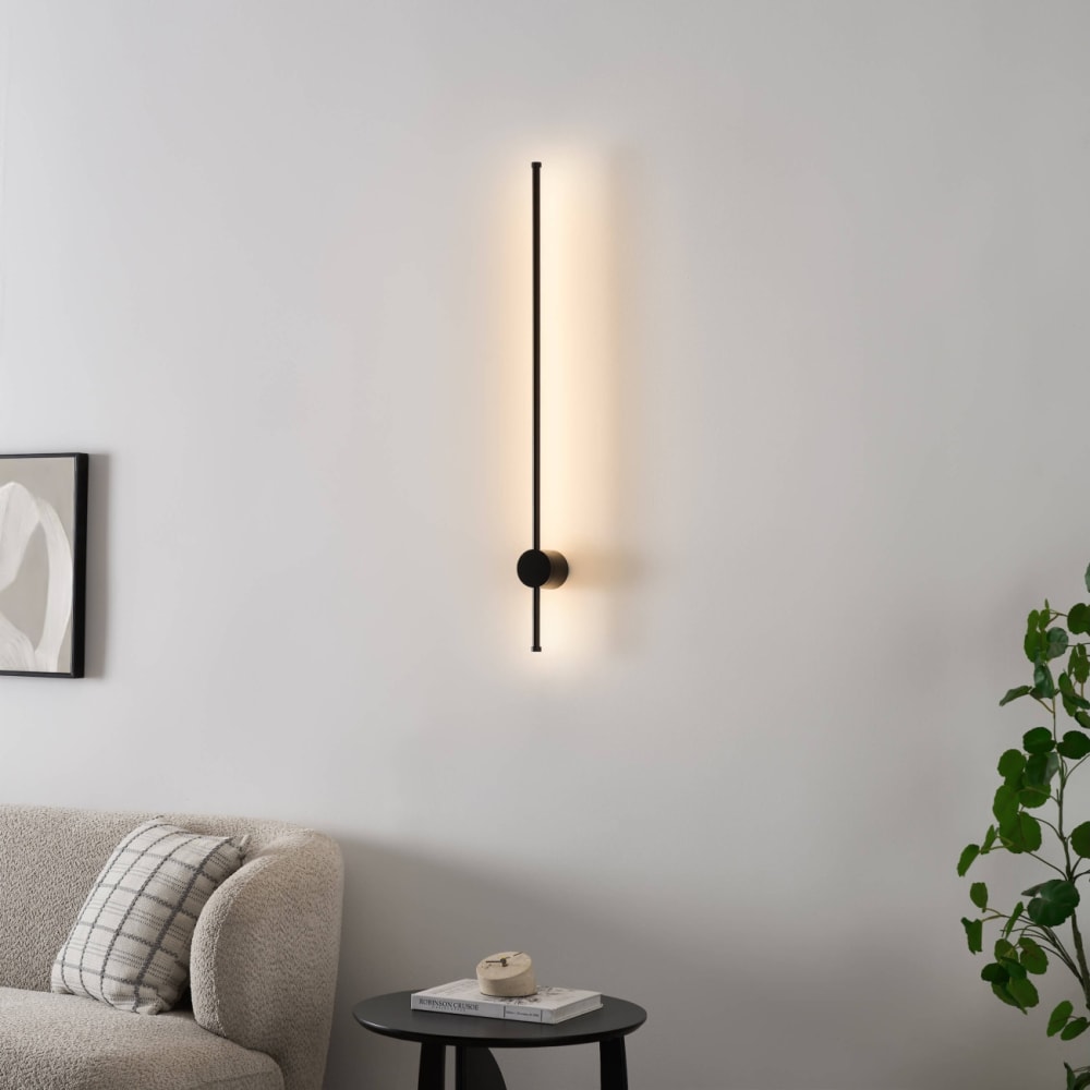 Schwarze LED-Wandleuchte 97 cm schlankes Design IP54 - Nikolai -