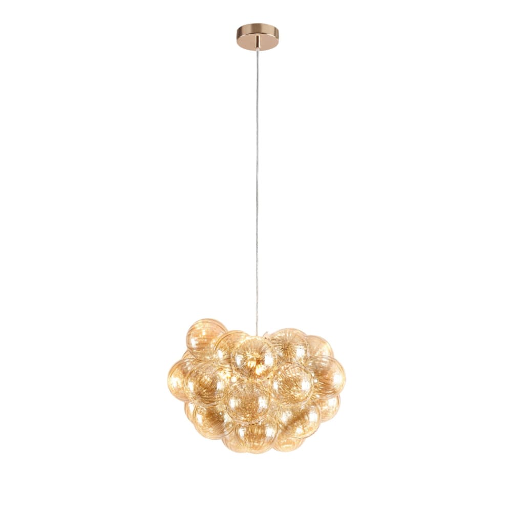 Suspension en verre Doré rose et ambré 42 cm