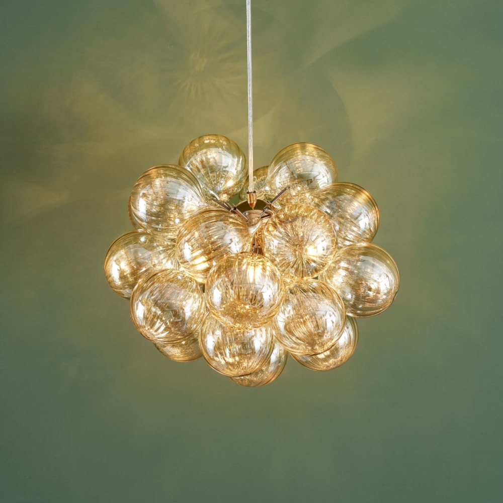 Hängeleuchte aus Metall und Glas 32 cm, Roségold und