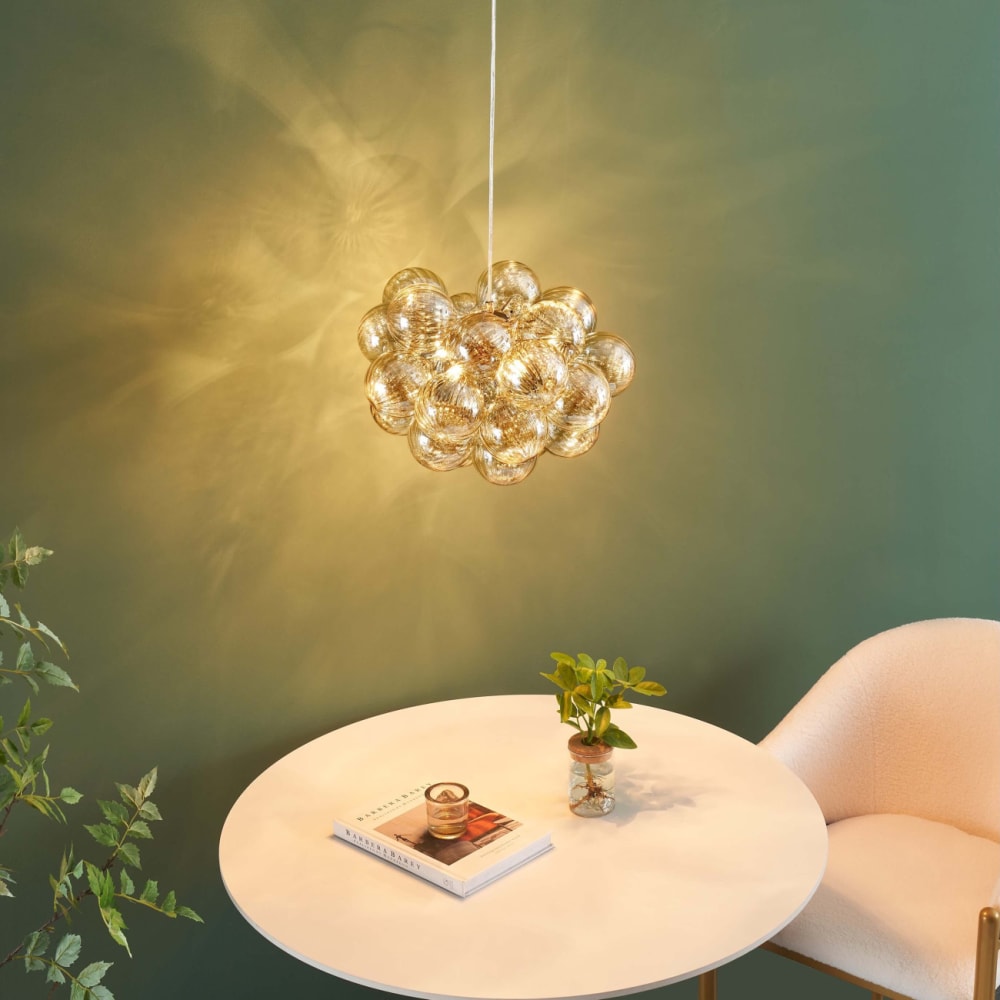 Suspension en verre doré rose et ambré 42 cm — vue 4